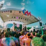 A group of people enjoying a music festival