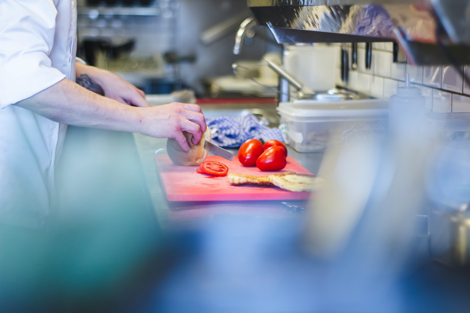 Person cooking in a kitchen