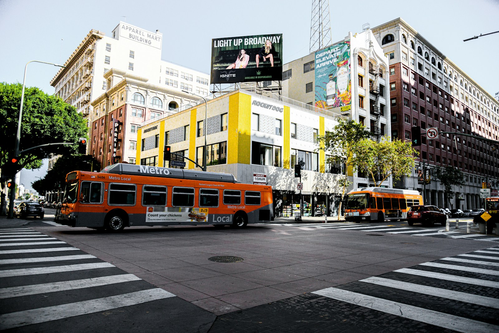 Public transportation in a city vehicles on road at daytime