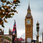 The big ben clock tower towering over the city of london